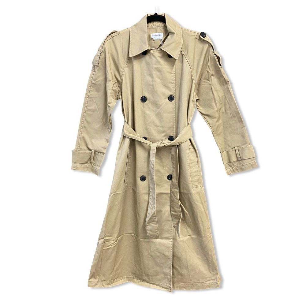 NWT Lovers and Friends Rachel Ridley Trench Coat Beige khaki belted Revolve S - Picture 10 of 12